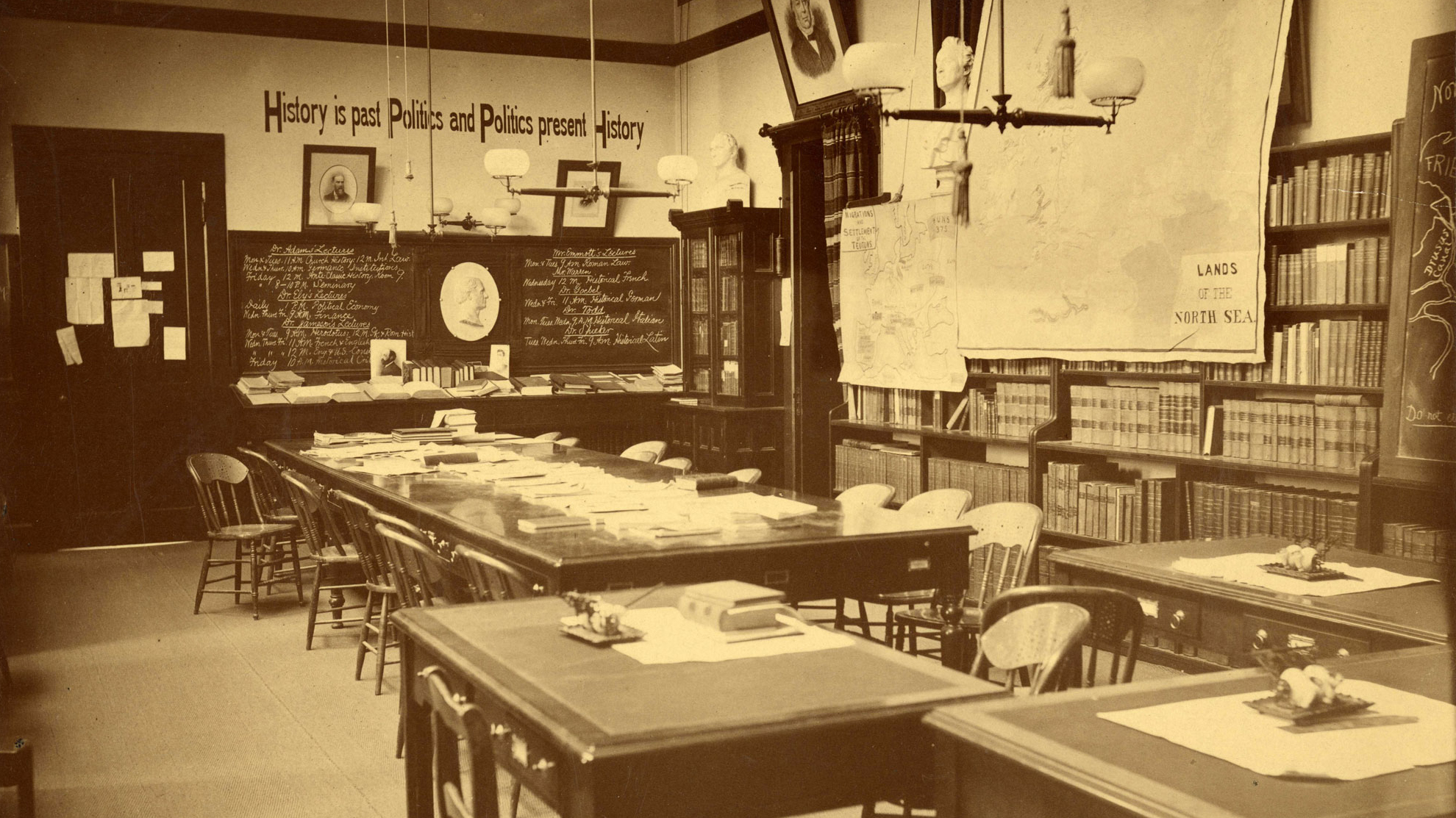Interior view of Hopkins Hall at Johns Hopkins University's original campus