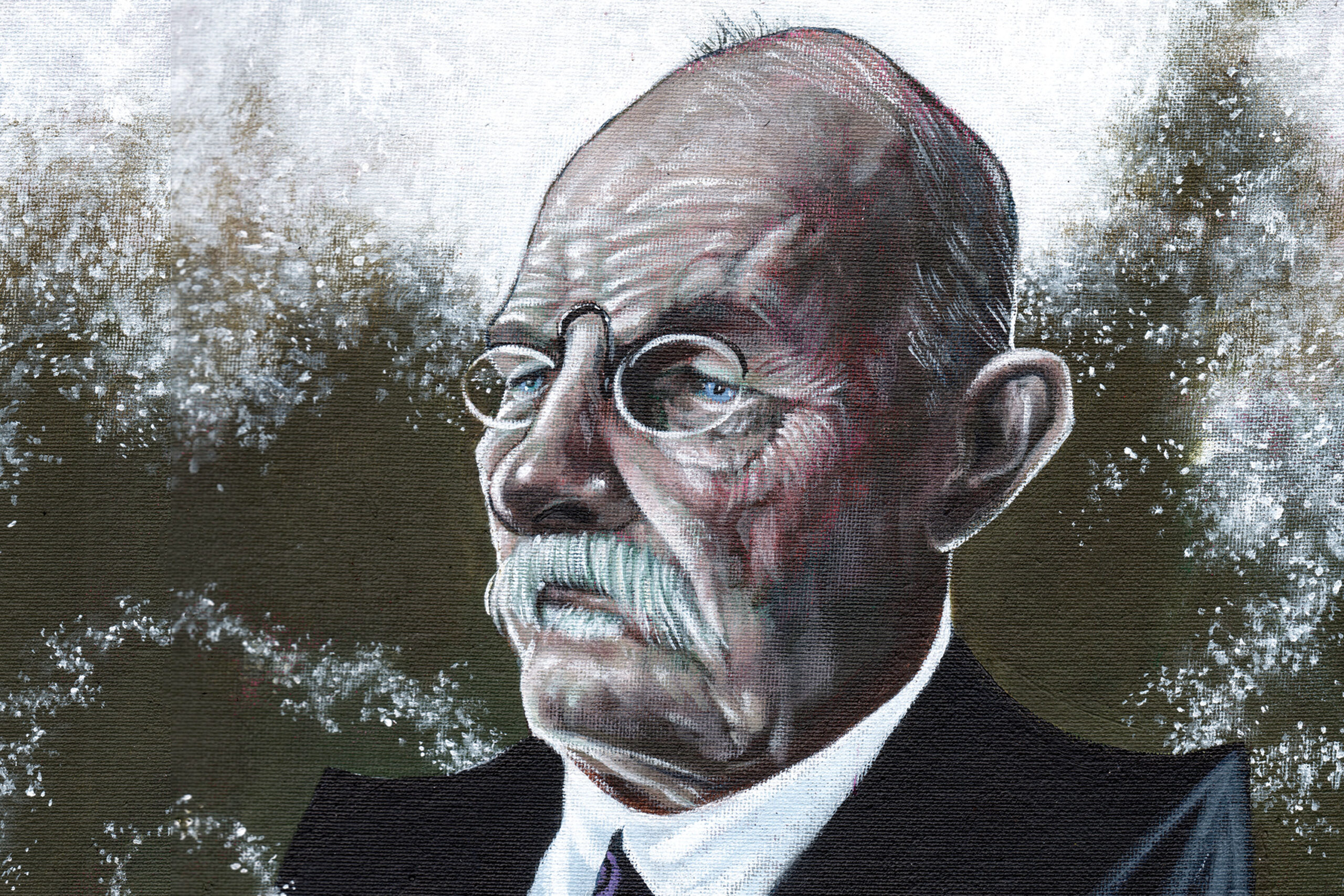 A cartoon-style illustration of William Halsted